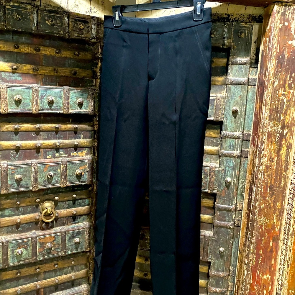 Auth Louis Vuitton black pleated dress pants size LV36